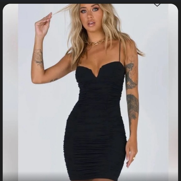 Princess Polly black ruched mini dress-homecoming 🤩 - Picture 1 of 3